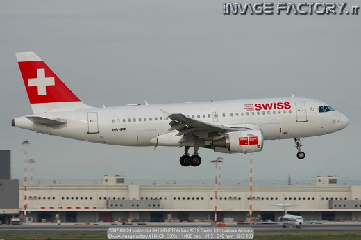 2007-08-24 Malpensa 341 HB-IPR Airbus A319 Swiss International Airlines